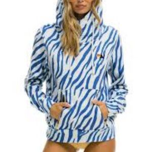 Aviator Nation Ninja Pullover Hoodie Blue Tiger - Size L